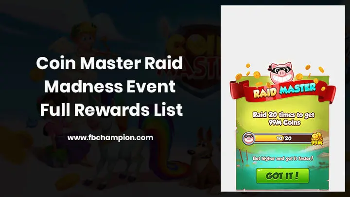 Coin Master Raid Madness Event Rewards List